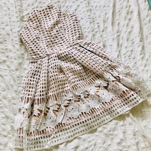 Bloomingdales Aqua White Cami Lace Dress